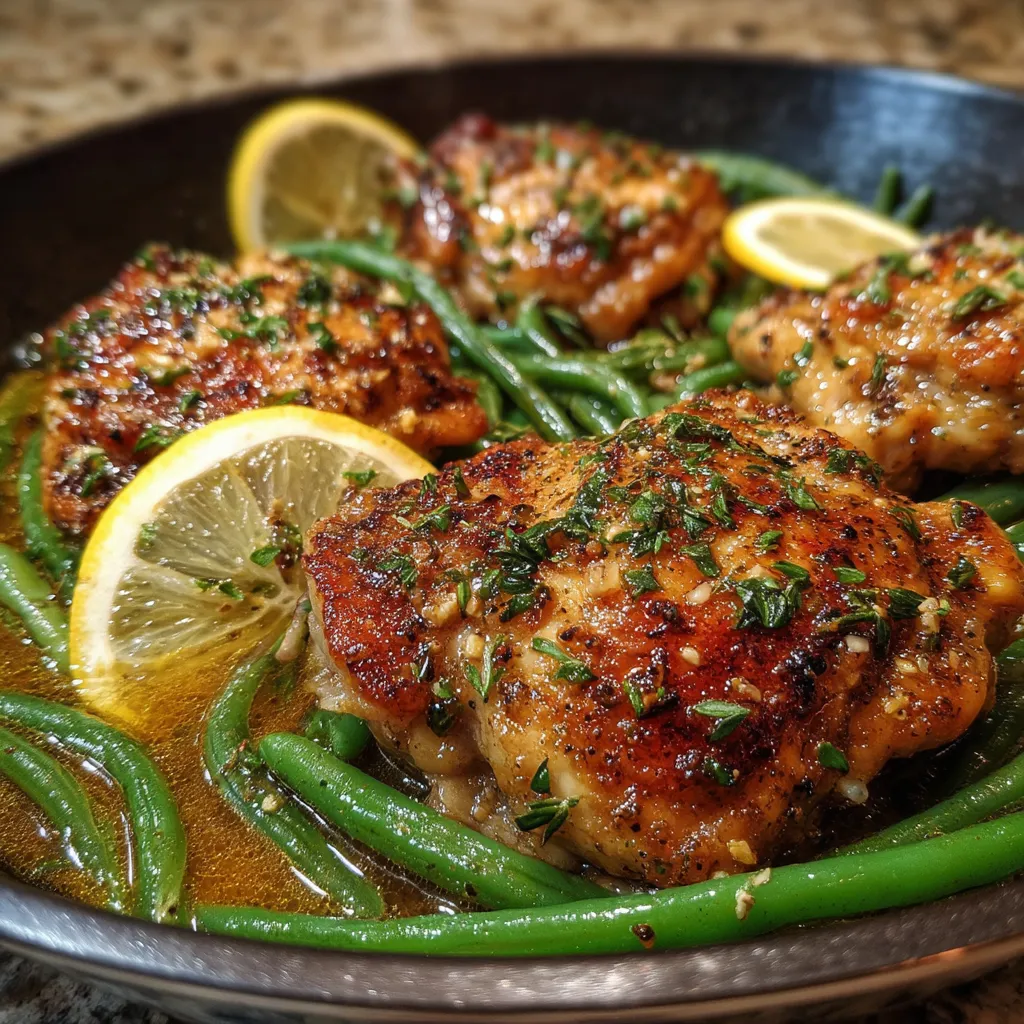 Lemon Garlic Butter Chicken Thighs and Green Beans 