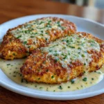 Parmesan Crusted Chicken With Creamy Garlic Sauce