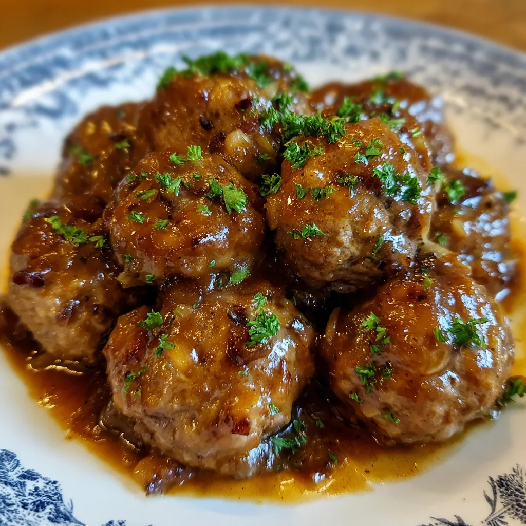 Crockpot French Onion Meatballs