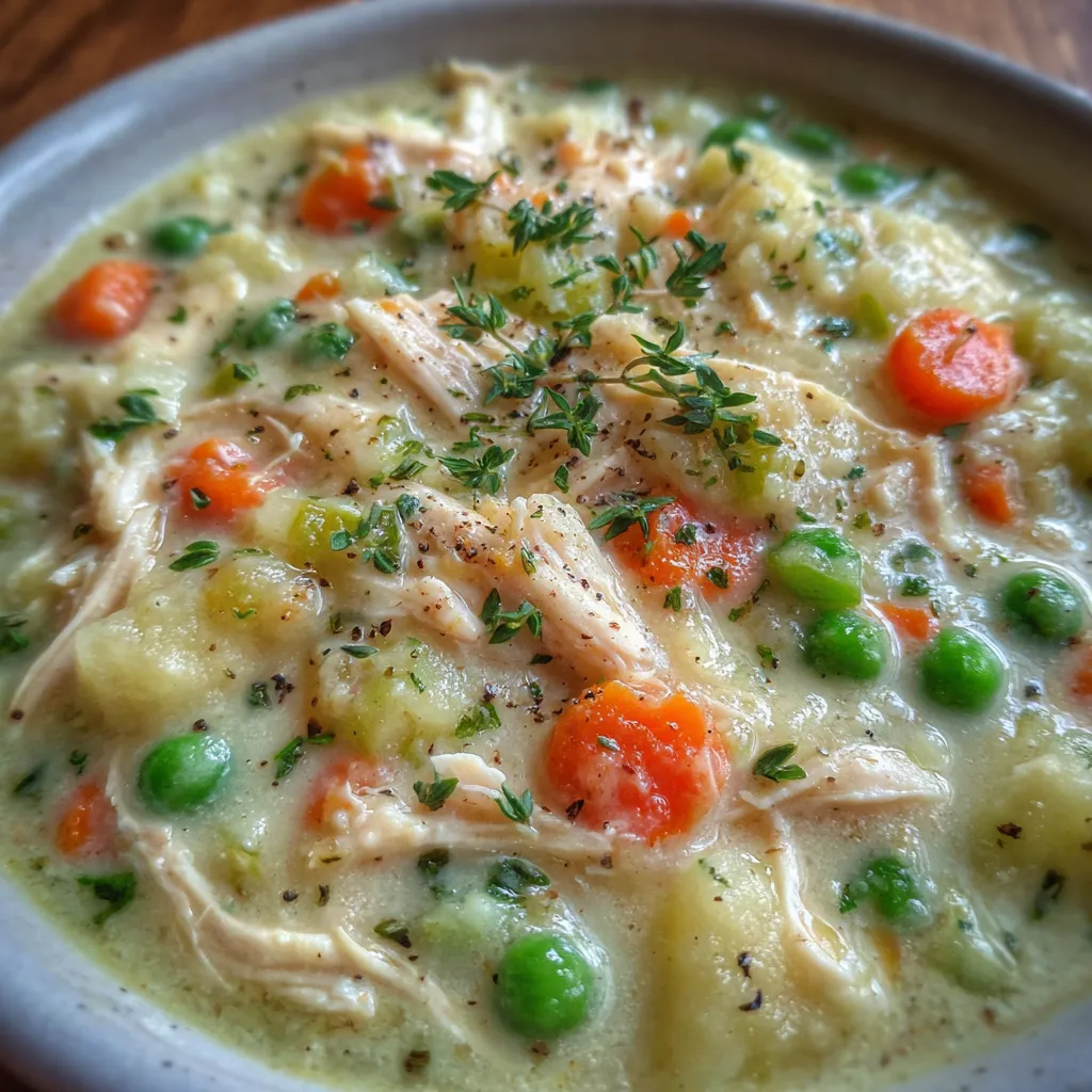 High Protein Chicken Pot Pie Soup