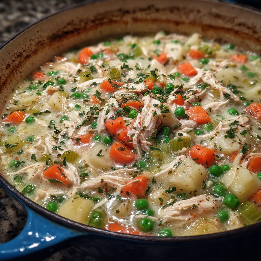 High Protein Chicken Pot Pie Soup