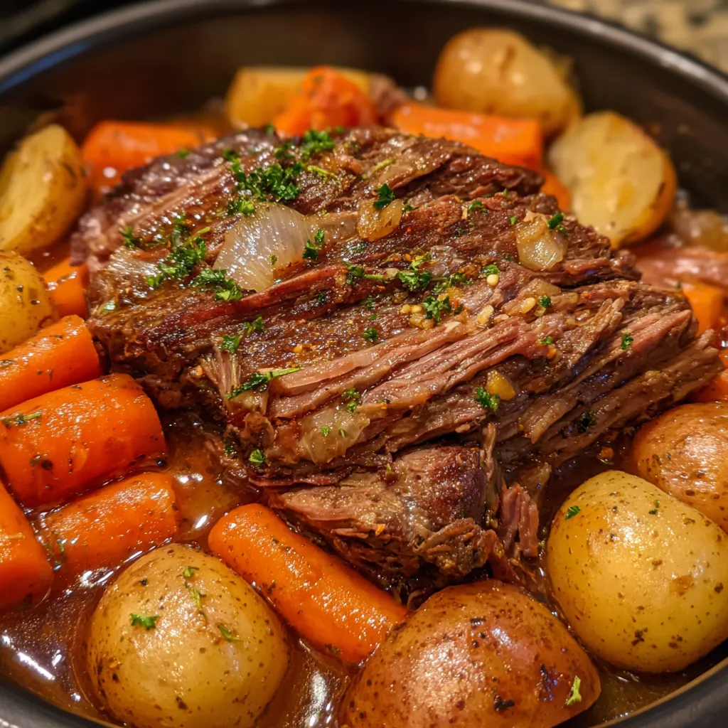 Crockpot Pot Roast with Potatoes and Carrots