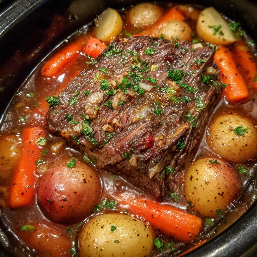 Crockpot Pot Roast with Potatoes and Carrots