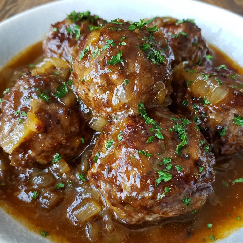 Crockpot French Onion Meatballs