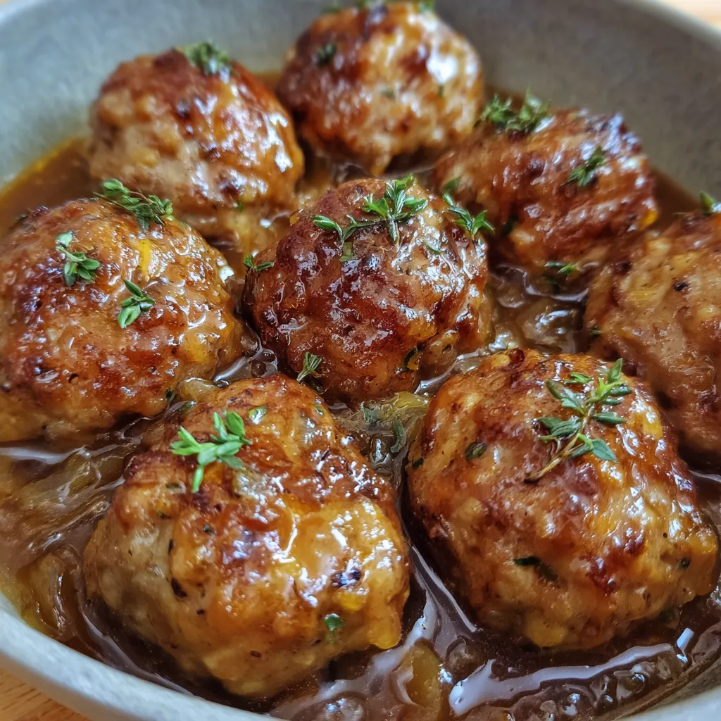 Crockpot French Onion Meatballs