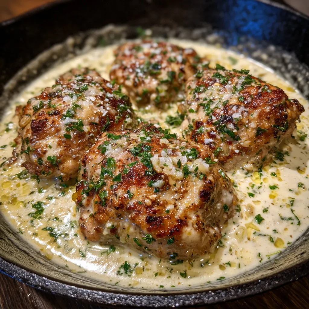Bobby Flay Chicken Thighs with Creamy Garlic Sauce