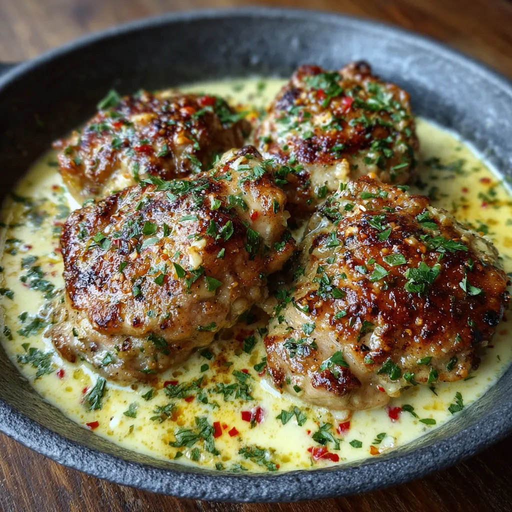 Bobby Flay Chicken Thighs with Creamy Garlic Sauce
