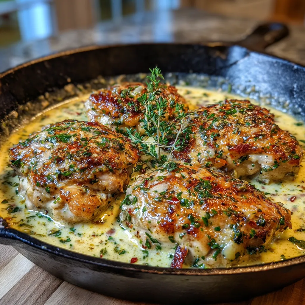 Bobby Flay Chicken Thighs with Creamy Garlic Sauce