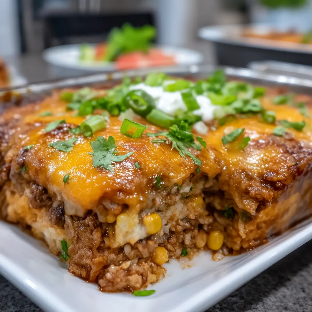 Beef Enchilada Casserole with Rice