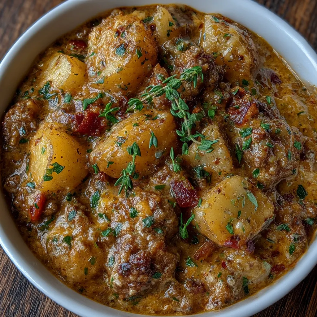 Crockpot Creamy Potato and Hamburger Soup
