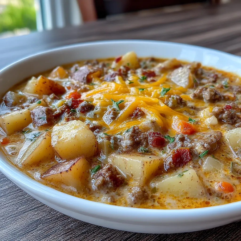 Crockpot Creamy Potato and Hamburger Soup
