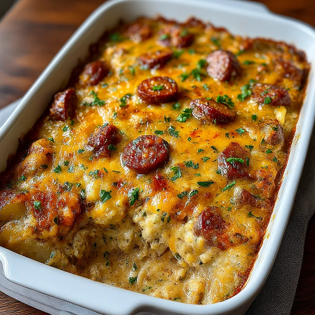 Kielbasa Sausage Cheesy Potato Casserole