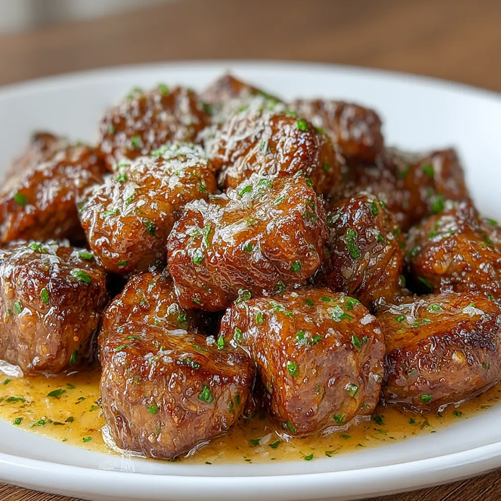 Tender Steak Bites in Garlic Butter with Creamy Parmesan Sauce