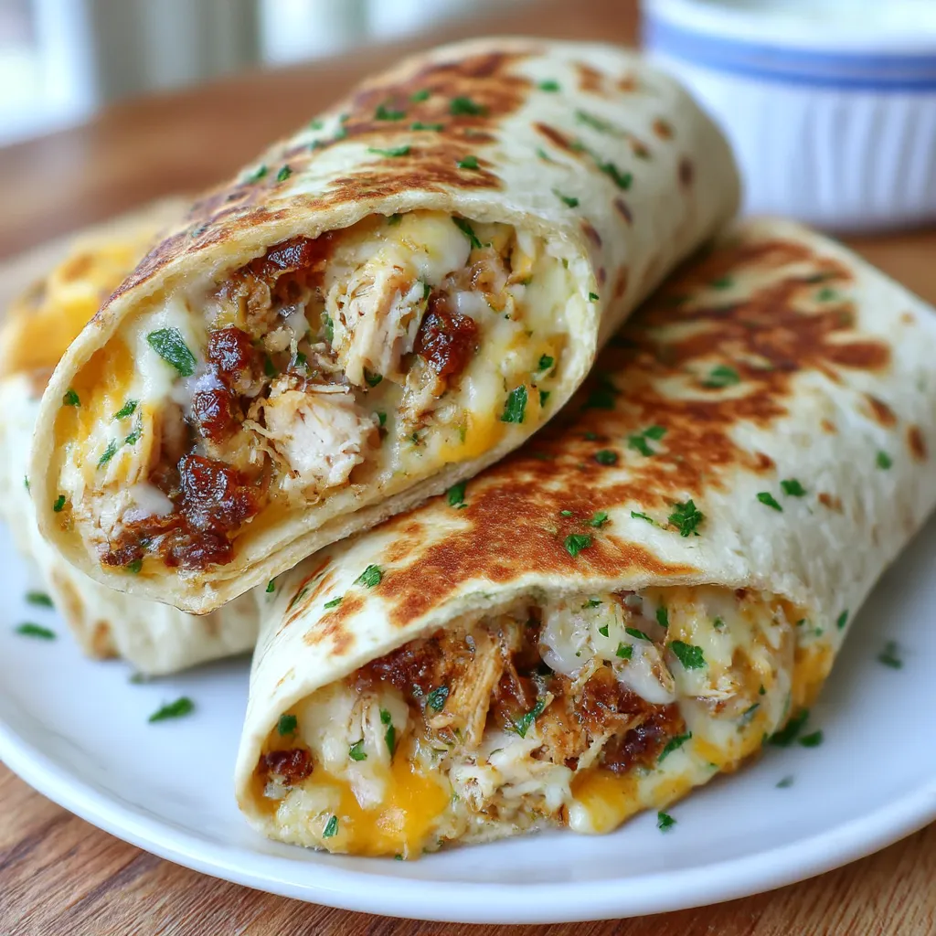 Cheesy Garlic Chicken Wraps