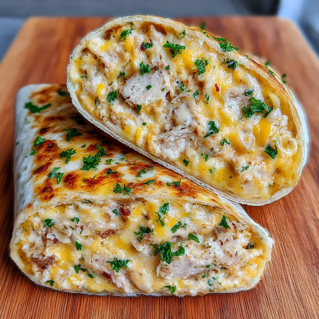Cheesy Garlic Chicken Wraps