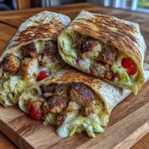 Cozy Cheesy Garlic Chicken Wraps