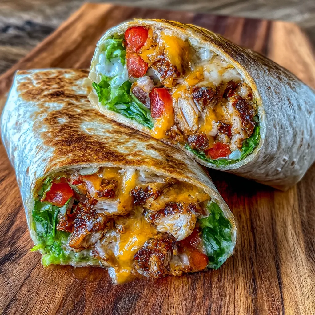 Cozy Cheesy Garlic Chicken Wraps