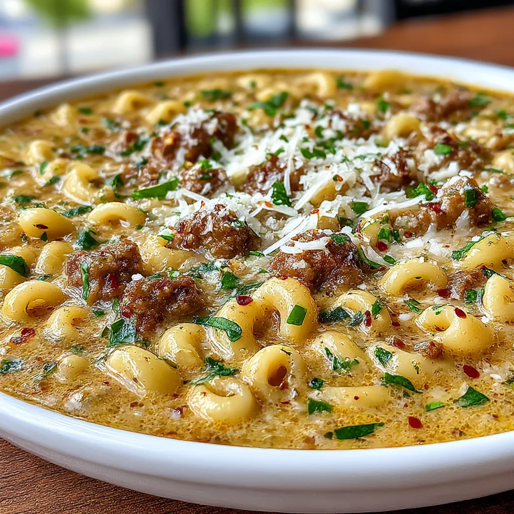 Creamy Parmesan Italian-Style Sausage Ditalini Soup