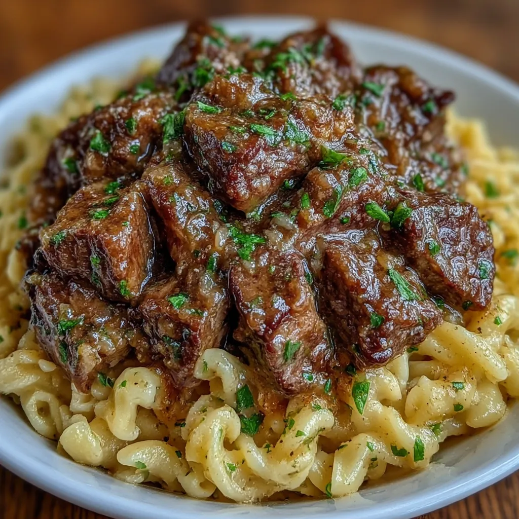 Easiest Crockpot Beef Tips and Noodles Ever