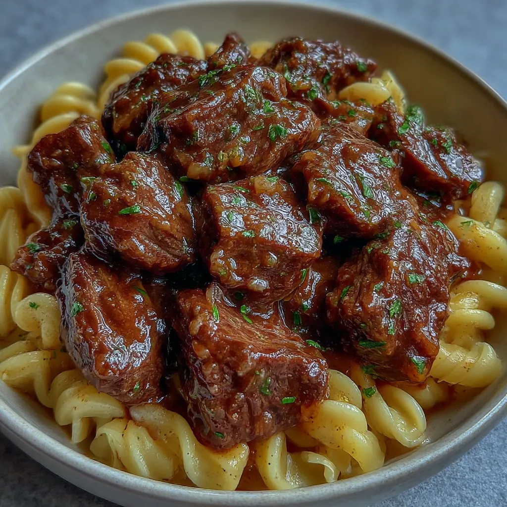 Easiest Crockpot Beef Tips and Noodles Ever