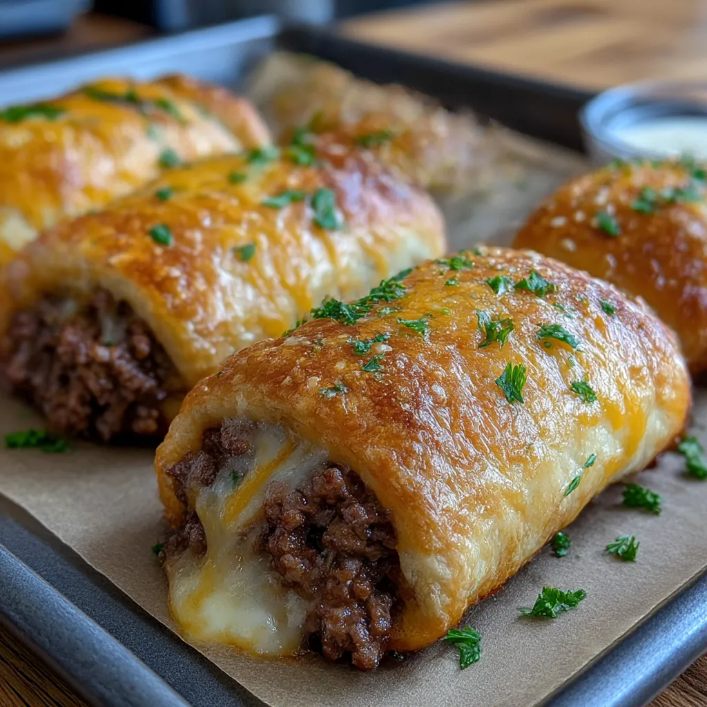 Garlic Butter Beef Cheeseburger Rollups