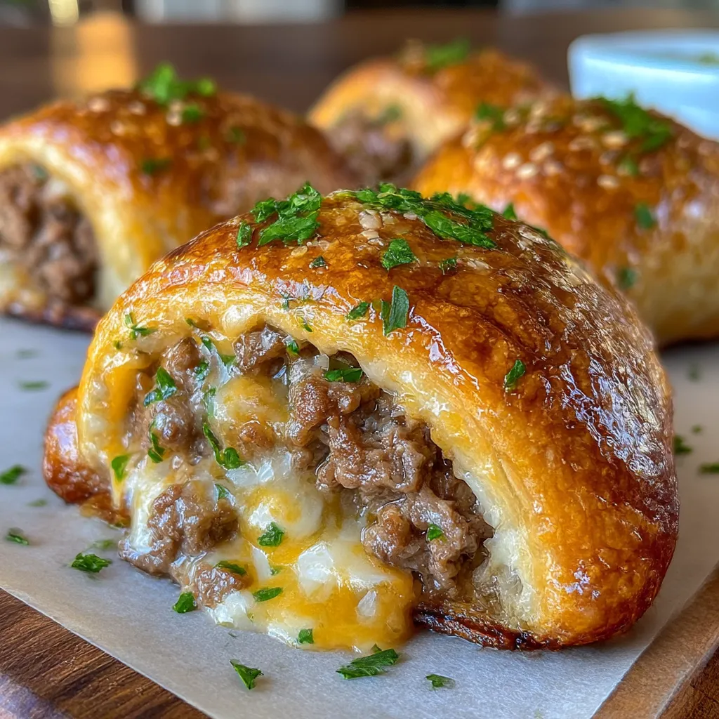 Garlic Butter Beef Cheeseburger Rollups