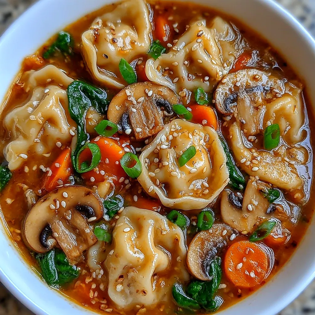Homemade Potsticker Soup with Fresh Ingredients