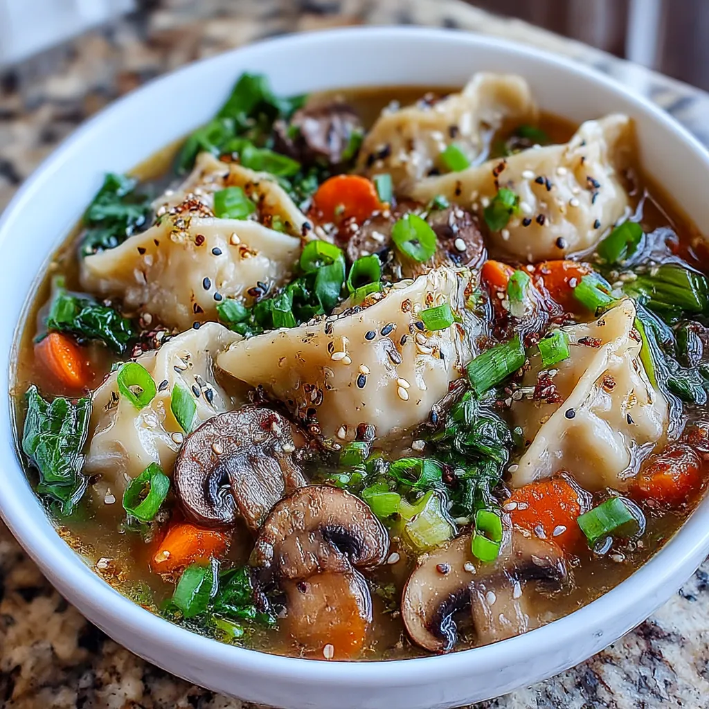 Homemade Potsticker Soup with Fresh Ingredients