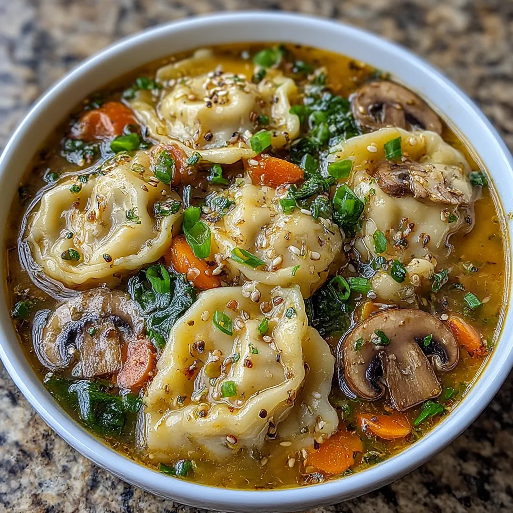 Homemade Potsticker Soup with Fresh Ingredients