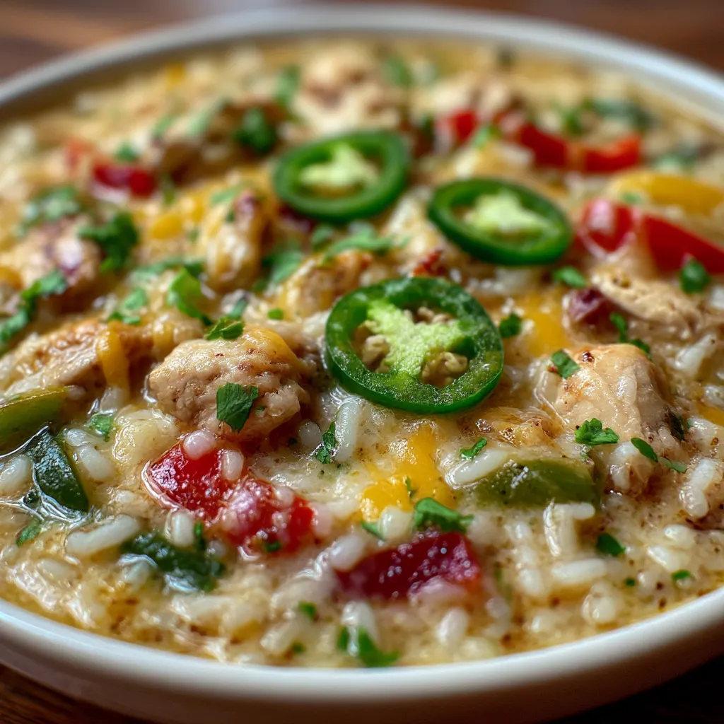 One Pot Pepper Jack Chicken Fajita and Rice Soup