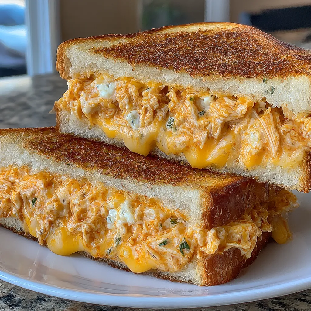 Tasty Buffalo Chicken Grilled Cheese Sandwich