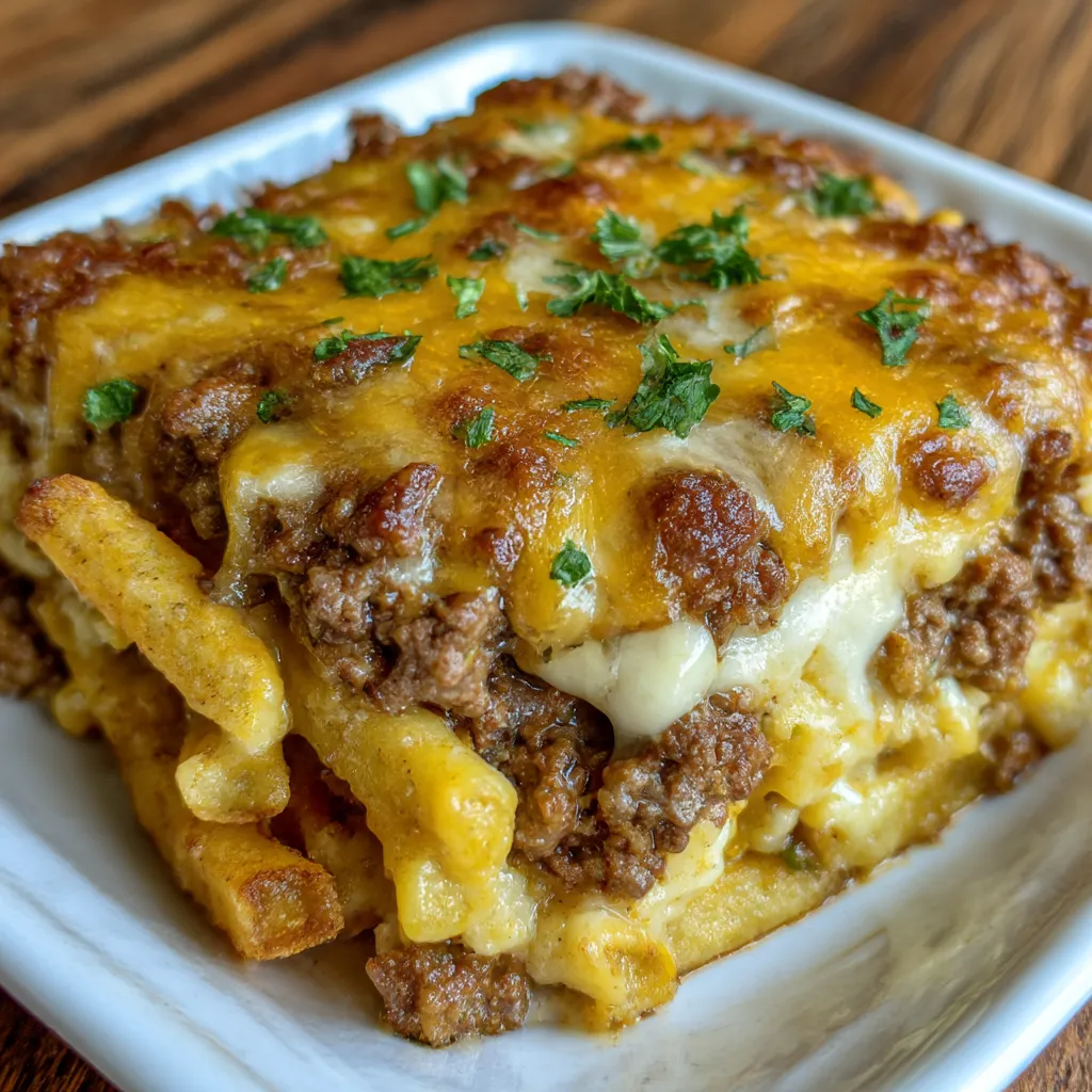 Best Cheeseburger French Fry Casserole