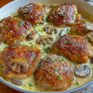 Creamy Garlic Mushroom Chicken Thighs