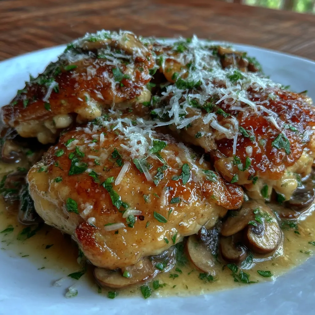 Creamy Garlic Mushroom Chicken Thighs