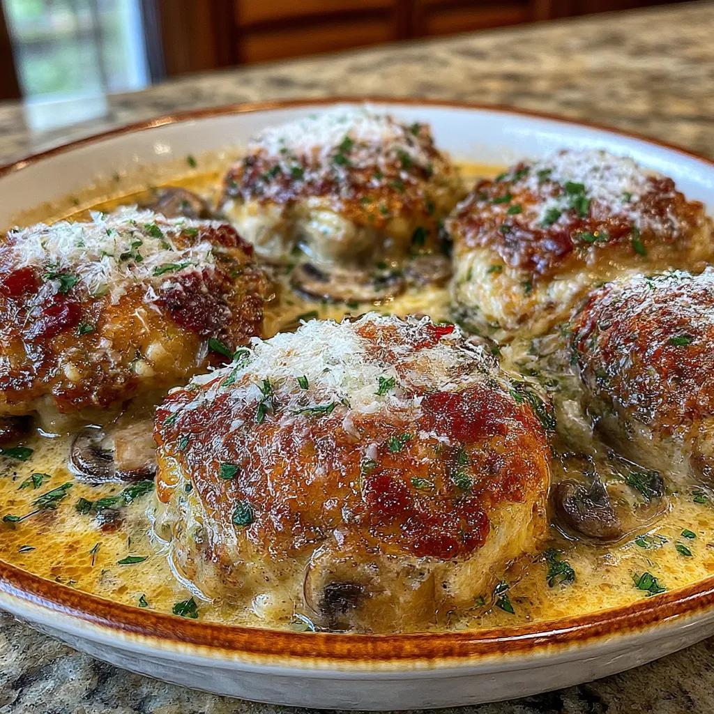 Creamy Garlic Mushroom Chicken Thighs