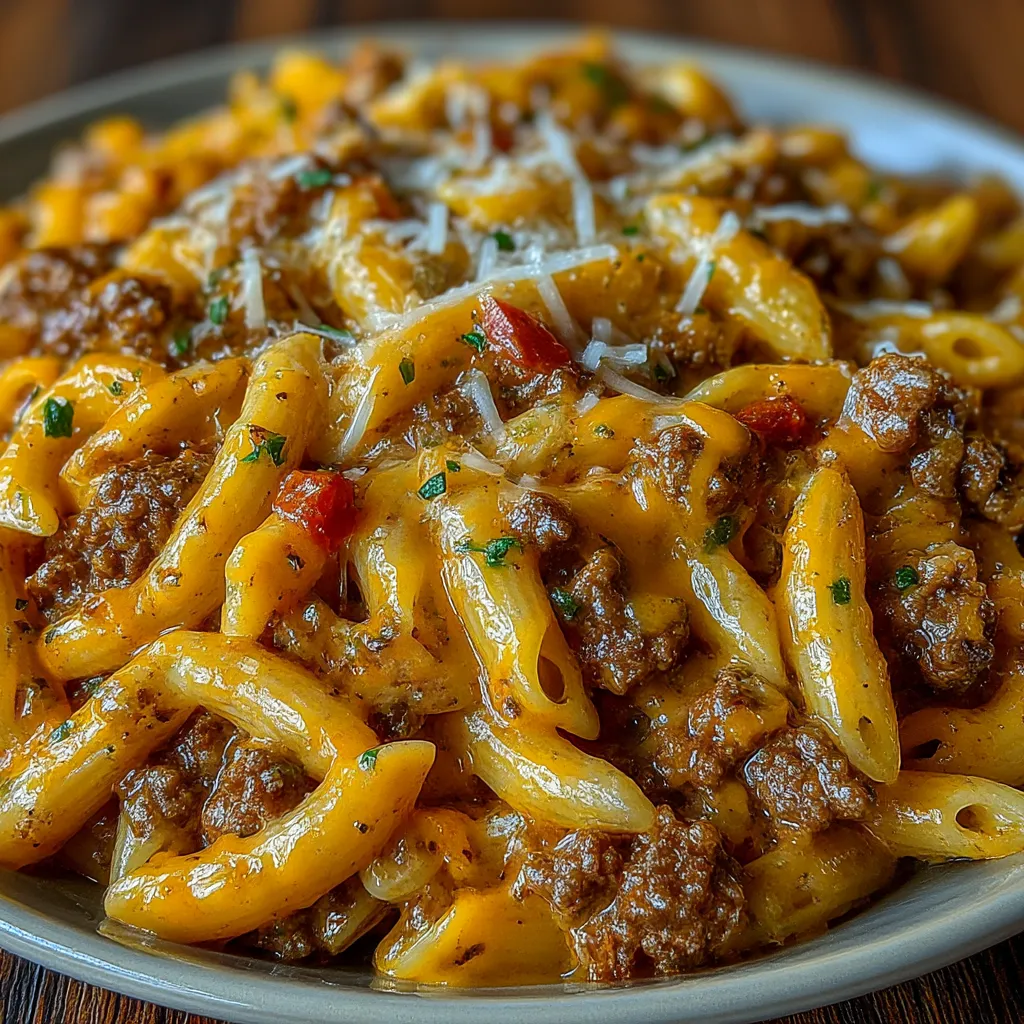 Creamy Rotel Pasta with Ground Beef