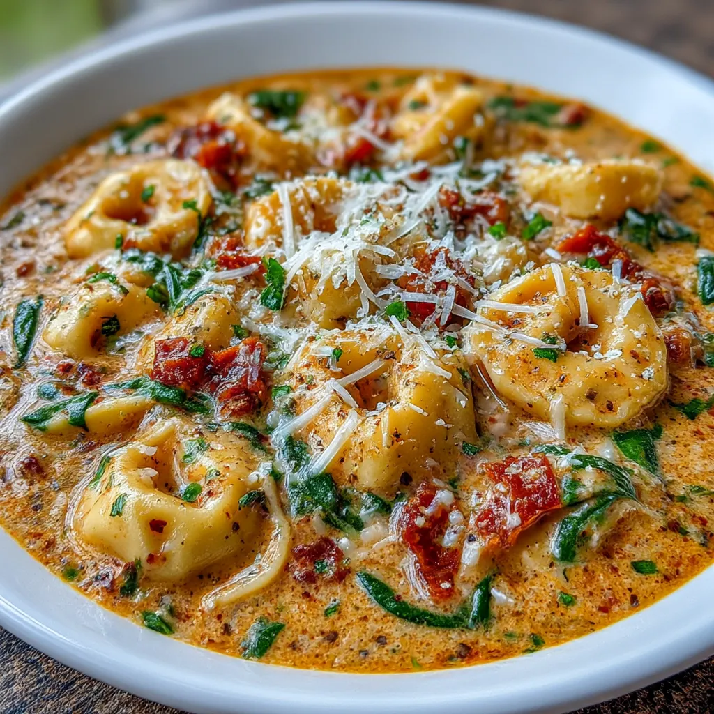 Creamy Tuscan Garlic Tortellini Soup