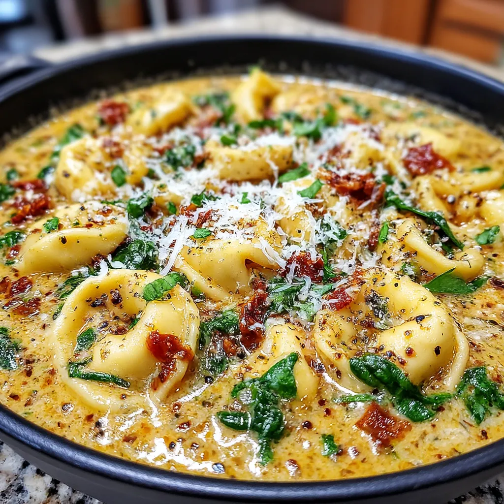 Creamy Tuscan Garlic Tortellini Soup