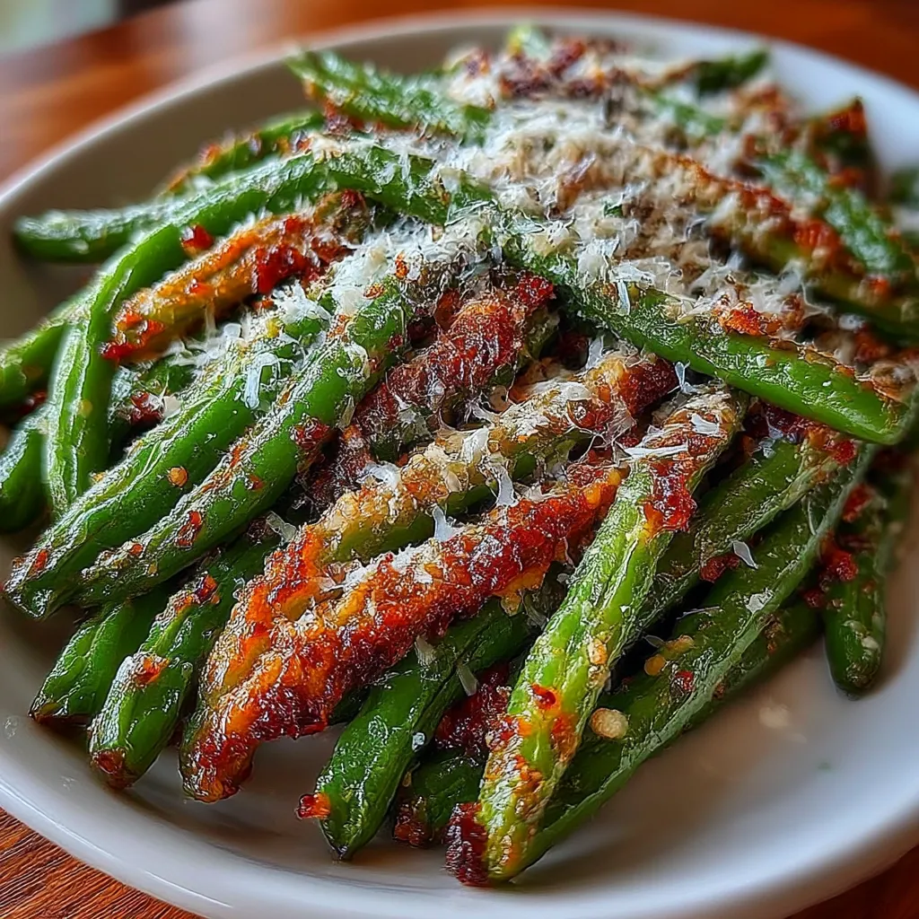 Crispy Garlic Parmesan Roasted Green Beans