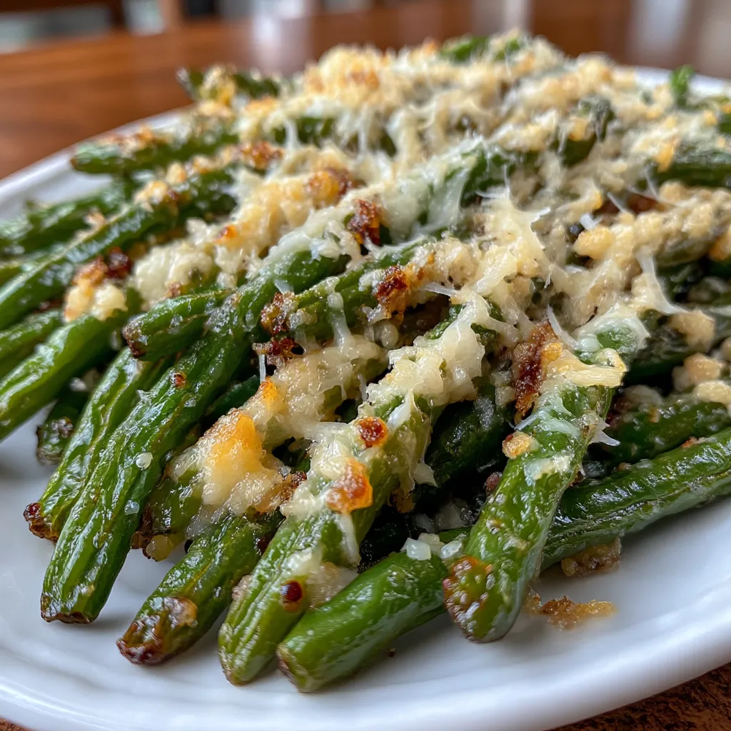 Crispy Garlic Parmesan Roasted Green Beans