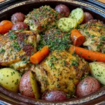 Crock Pot Garlic Butter Chicken with Potatoes and Carrots