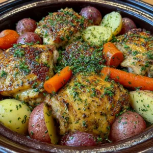 Crock Pot Garlic Butter Chicken with Potatoes and Carrots