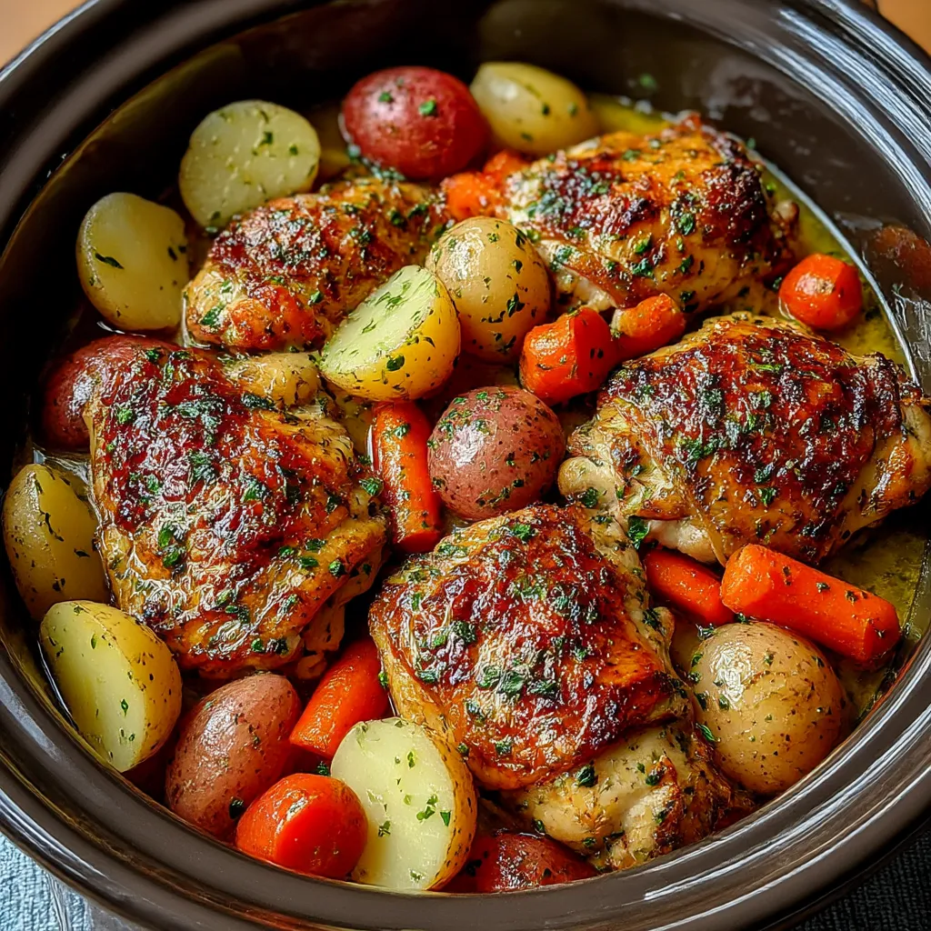 Crock Pot Garlic Butter Chicken with Potatoes and Carrots