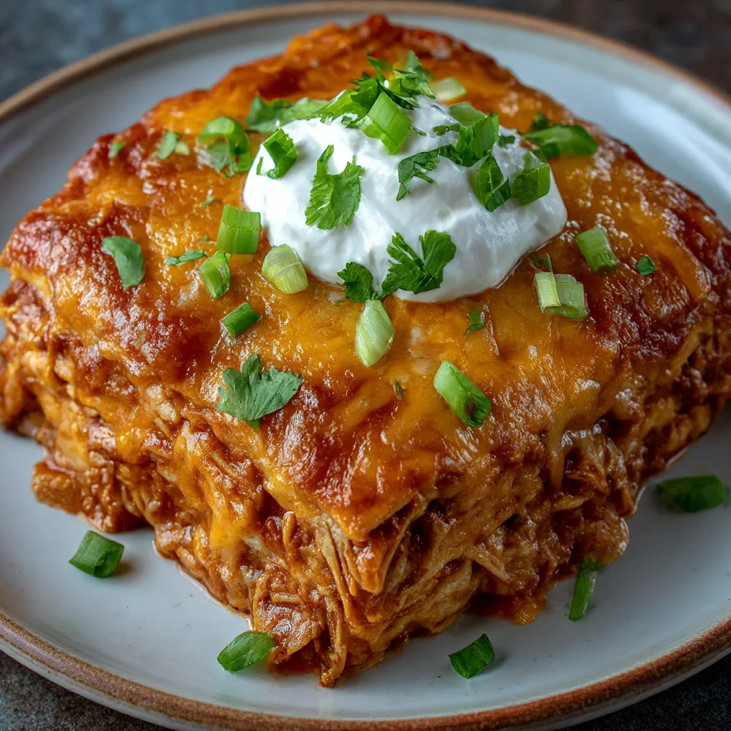 Crockpot Chicken Enchilada Casserole