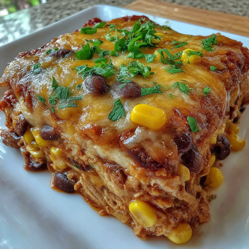 Crockpot Chicken Enchilada Casserole