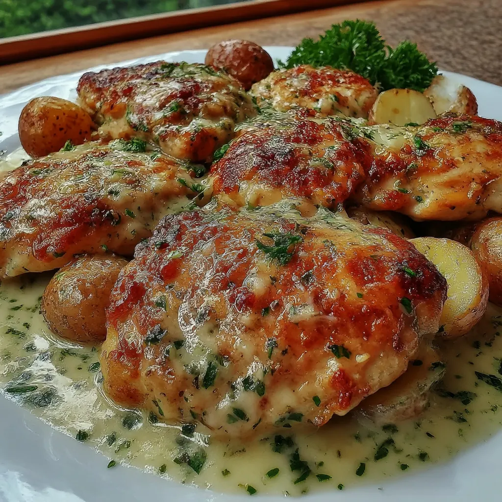 Hearty Garlic Parmesan Crockpot Chicken and Potatoes