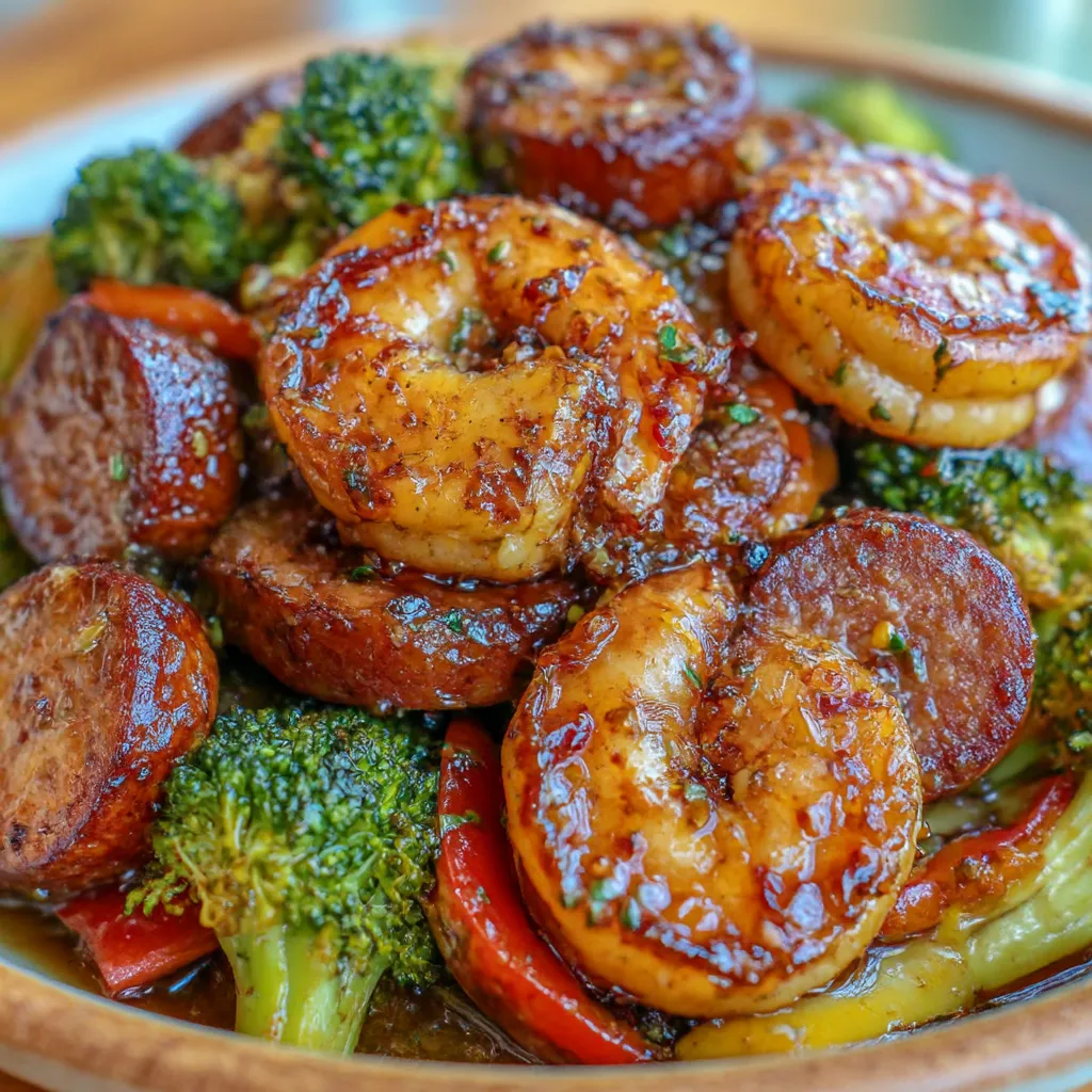 Honey Garlic Shrimp with Sausage and Veggies