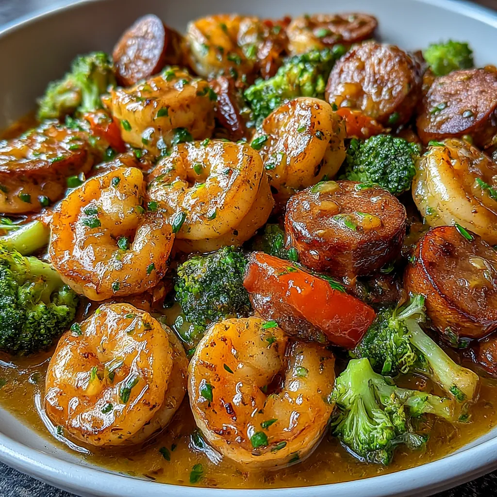 Honey Garlic Shrimp with Sausage and Veggies