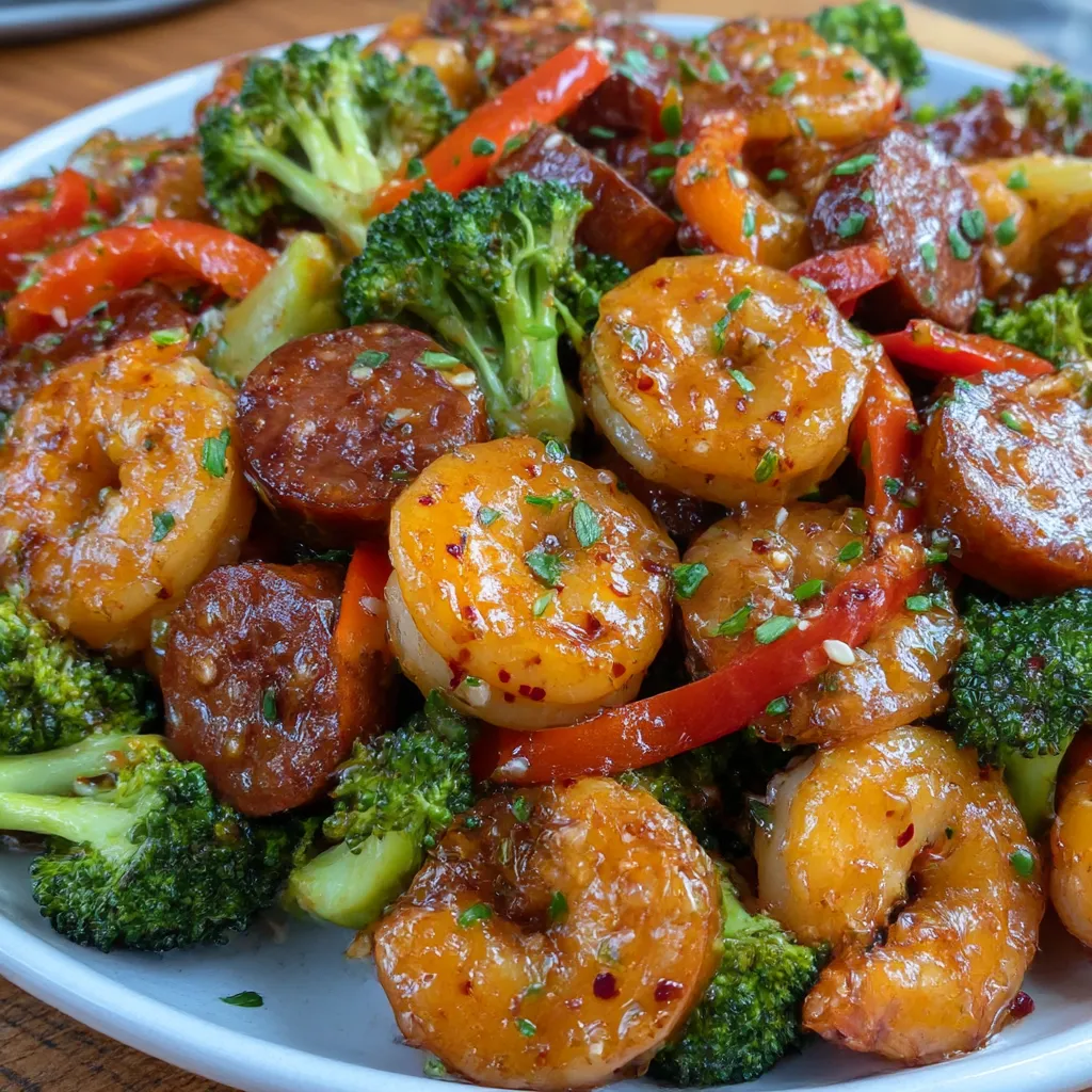 Honey Garlic Shrimp with Sausage and Veggies