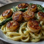 Lemon Asparagus Pasta with Grilled Shrimp